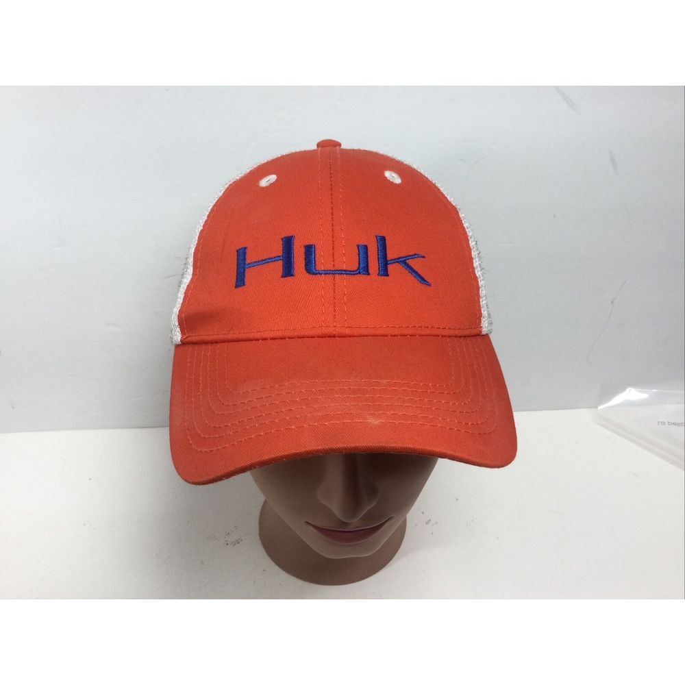 Huk fishing hat snapback Mesh Baseball Trucker Cap White Orange